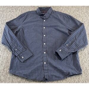 UNTUCKit Mens XL Plaid Button Up Long Sleeve Shirt Gray Blue Casual EUC